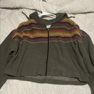 Olive Jacket with Colorful Stripes